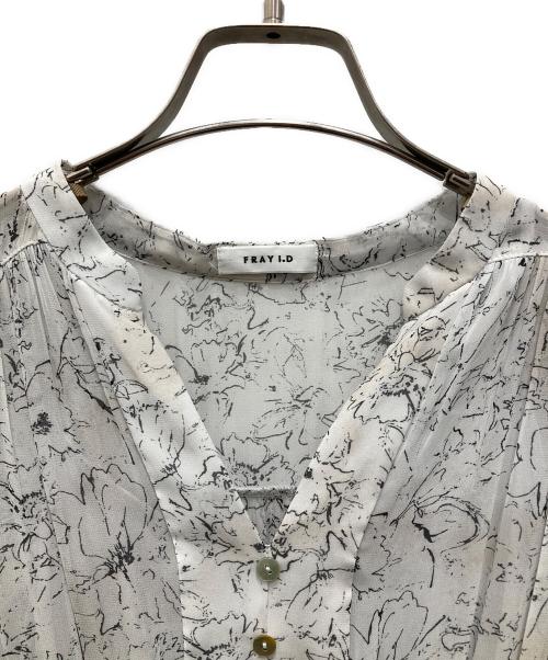 FRAY ID（フレイ アイディー）FRAY ID (フレイ アイディー) ラインアートシフォンワンピ グレーの古着・服飾アイテム