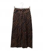 MAISON SPECIALメゾンスペシャル）の古着「ウェーブプリントパンツ」｜ブラック×ブラウン