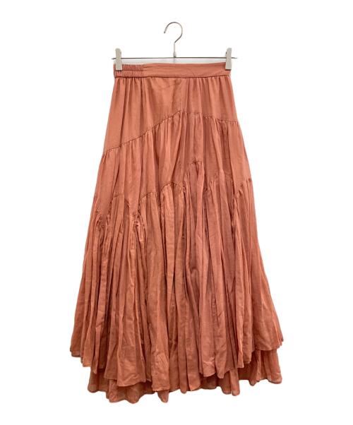 HER LIP TO（ハーリップトゥ）Her lip to (ハーリップトゥ) アシンメトリーティアードコットンボイルスカート ピンク サイズ:S　の古着・服飾アイテム