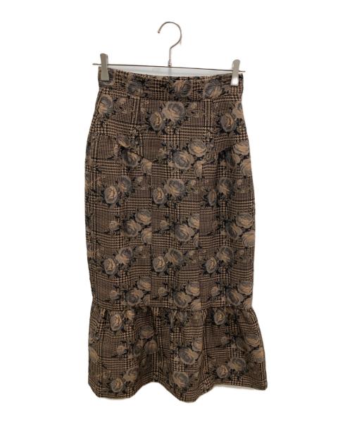 HER LIP TO（ハーリップトゥ）HER LIP TO (ハーリップトゥ) Roses Jacquard Skirt ブラウン サイズ:Sの古着・服飾アイテム