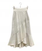 HER LIP TOハーリップトゥ）の古着「Double Belted Tweed Wrap Skirt」｜アイボリー
