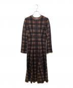 HER LIP TOハーリップトゥ）の古着「Check Jacquard Knit Dress」｜ブラウン