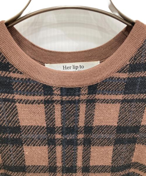HER LIP TO（ハーリップトゥ）Her lip to (ハーリップトゥ) Check Jacquard Knit Dress ブラウン サイズ:Sの古着・服飾アイテム