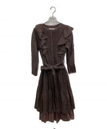 HER LIP TO（ハーリップトゥ）の古着「Two-Tone Ruffled Lace Dress」｜ブラウン