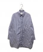 Drawing Numbersドローイングナンバーズ）の古着「ストライプロングオーバーシャツ」｜ホワイト×ネイビー