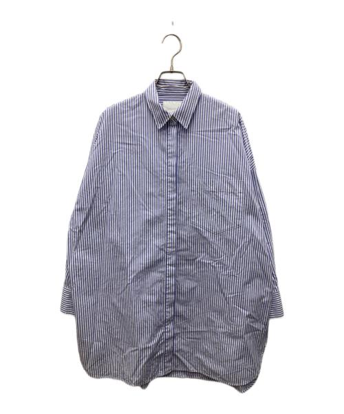 Drawing Numbers（ドローイングナンバーズ）Drawing Numbers (ドローイングナンバーズ) ストライプロングオーバーシャツ ホワイト×ネイビー サイズ:38の古着・服飾アイテム