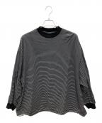 is-nessイズネス）の古着「BALLOON BORDER LONGSLEEVE TSHIRT/バルーン ボーダー ロングスリーブ ティーシャツ」｜ブラック×ホワイト
