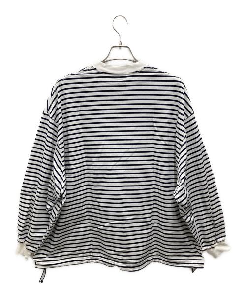 is-ness（イズネス）is-ness (イズネス) BALLOON LONG T SHIRT/バルーン ロング ティーシャツ ホワイト×ネイビー サイズ:Mの古着・服飾アイテム