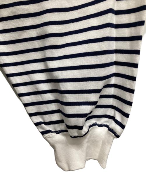 is-ness（イズネス）is-ness (イズネス) BALLOON LONG T SHIRT/バルーン ロング ティーシャツ ホワイト×ネイビー サイズ:Mの古着・服飾アイテム