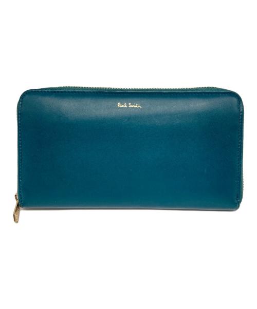 PAUL SMITH（ポールスミス）PAUL SMITH (ポールスミス) ストライプラウンドファスナー財布 グリーンの古着・服飾アイテム