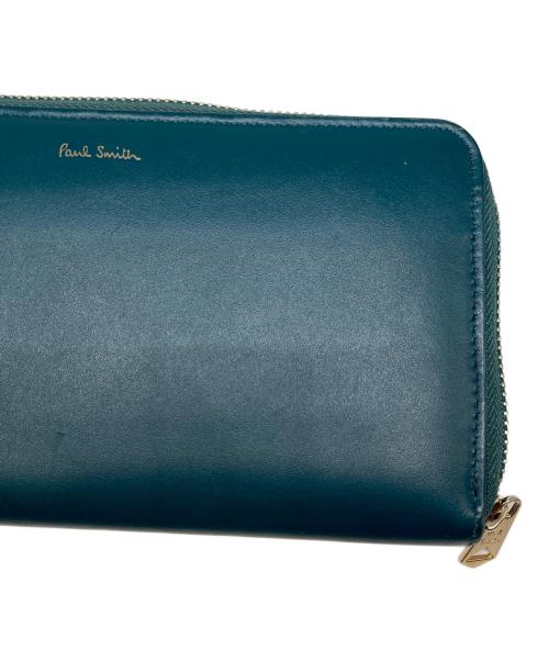 PAUL SMITH（ポールスミス）PAUL SMITH (ポールスミス) ストライプラウンドファスナー財布 グリーンの古着・服飾アイテム