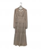 HER LIP TOハーリップトゥ）の古着「Majolica Pleated Chiffon Long Dress」｜ベージュ