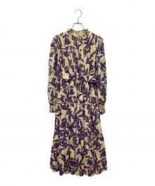 eimy istoire（エイミーイストワール）の古着「Camila flower ティアードワンピース」｜イエロー×パープル