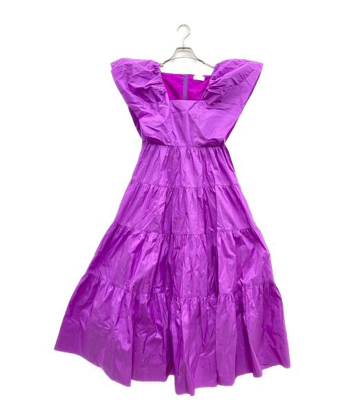 STRASBURGO（ストラスブルゴ）STRASBURGO (ストラスブルゴ) シルクタフタ ティアードワンピース パープル サイズ:36の古着・服飾アイテム