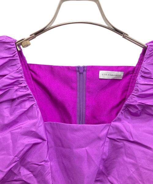 STRASBURGO（ストラスブルゴ）STRASBURGO (ストラスブルゴ) シルクタフタ ティアードワンピース パープル サイズ:36の古着・服飾アイテム