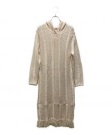 tageechita（タジチタ）の古着「フリンジストライプフードワンピース」｜アイボリー