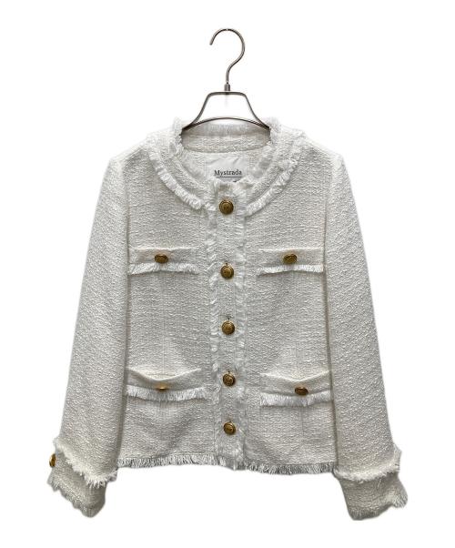 Mystrada（マイストラーダ）Mystrada (マイストラーダ) ツイードミドルジャケット ホワイト サイズ:36の古着・服飾アイテム