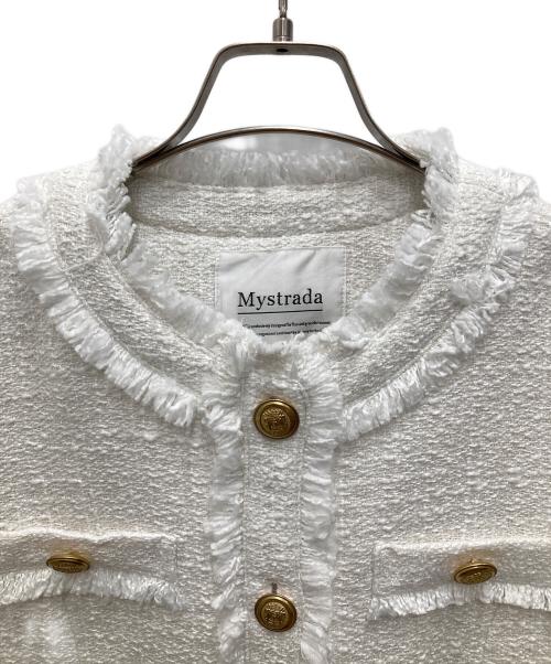 Mystrada（マイストラーダ）Mystrada (マイストラーダ) ツイードミドルジャケット ホワイト サイズ:36の古着・服飾アイテム