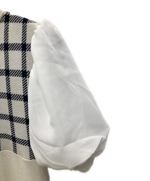 eimy istoire（エイミーイストワール）eimy istoire (エイミーイストワール) シェパードチェックマーメイドニットワンピース ホワイト×ベージュ サイズ:Free 未使用品の古着・服飾アイテム