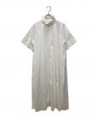 CLANEクラネ）の古着「UP NECK FLARE ONE PIECE/アップ ネック フレア ワンピース」｜ホワイト