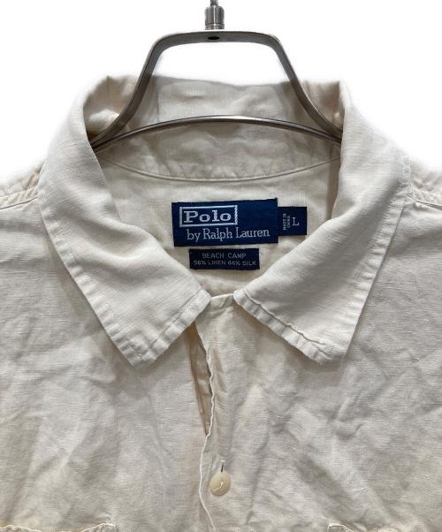 POLO RALPH LAUREN（ポロ・ラルフローレン）POLO RALPH LAUREN (ポロ・ラルフローレン) BEACH CAMP シルク混リネンシャツ ベージュ サイズ:Lの古着・服飾アイテム