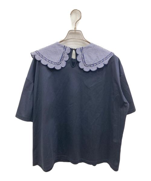 YORI（ヨリ）yori (ヨリ) ギンガムスカラップカラーカットソー ネイビー サイズ:freeの古着・服飾アイテム