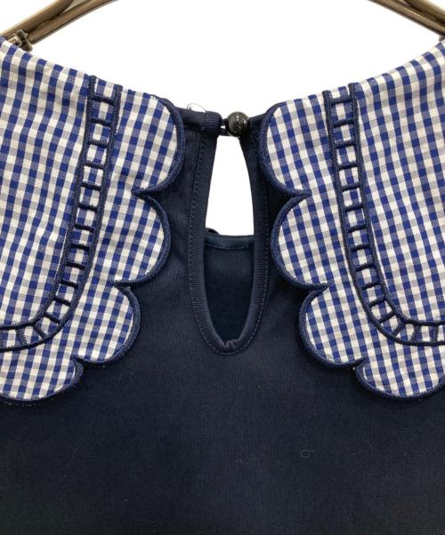 YORI（ヨリ）yori (ヨリ) ギンガムスカラップカラーカットソー ネイビー サイズ:freeの古着・服飾アイテム