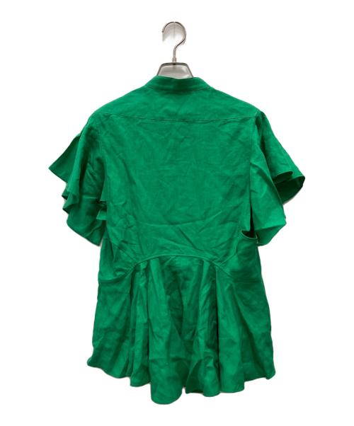 beautiful people（ビューティフルピープル）beautiful people (ビューティフルピープル) double-end bed linen cloth raffle blouse グリーン サイズ:36 未使用品の古着・服飾アイテム