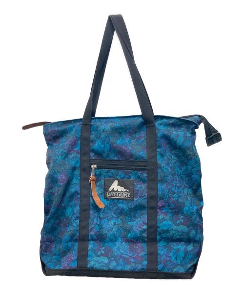 GREGORY（グレゴリー）GREGORY (グレゴリー) 旧ロゴ花柄トートバッグ ブルーの古着・服飾アイテム