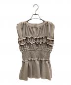 STUDIOUSステュディオス）の古着「SHIRRING NO SLEEVE TOPS/シャーリング ノー スリーブ トップス」｜ベージュ