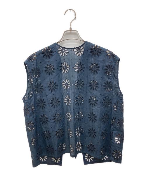 TOMORROW LAND collection（トゥモローランドコレクション）TOMORROW LAND collection (トゥモローランドコレクション) トゥルーフルール フロンタブルフレンチスリーブブラウス ネイビー サイズ:36の古着・服飾アイテム