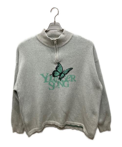 YOUNGER SONG（ヤンガーソング）YOUNGER SONG (ヤンガーソング) YS butterfly logo Half-zip Knit グレー サイズ:Mの古着・服飾アイテム