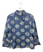 Sun Surfサンサーフ）の古着「リネン混シルク和柄シャツ」｜ネイビー