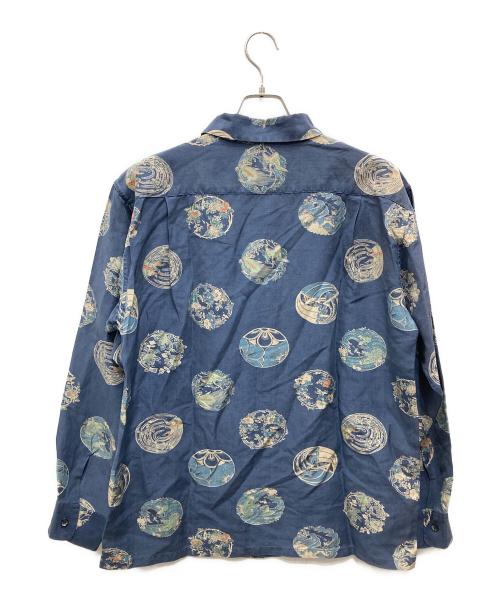 Sun Surf（サンサーフ）Sun Surf (サンサーフ) リネン混シルク和柄シャツ ネイビー サイズ:Mの古着・服飾アイテム