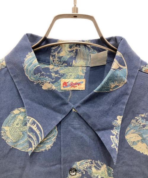 Sun Surf（サンサーフ）Sun Surf (サンサーフ) リネン混シルク和柄シャツ ネイビー サイズ:Mの古着・服飾アイテム