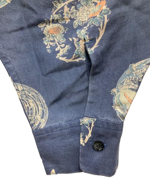 Sun Surf（サンサーフ）Sun Surf (サンサーフ) リネン混シルク和柄シャツ ネイビー サイズ:Mの古着・服飾アイテム