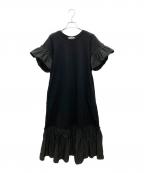HERENCIAヘレンチア）の古着「異素材ドッキングカットワンピース」｜ブラック