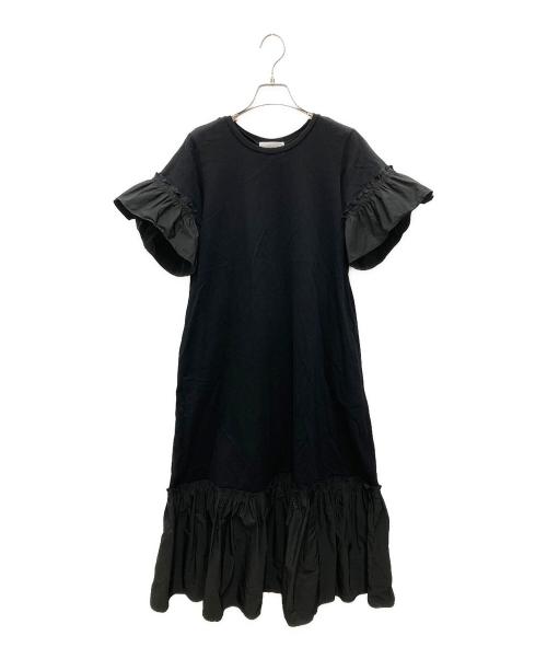 HERENCIA（ヘレンチア）HERENCIA (ヘレンチア) 異素材ドッキングカットワンピース ブラック サイズ:FREEの古着・服飾アイテム
