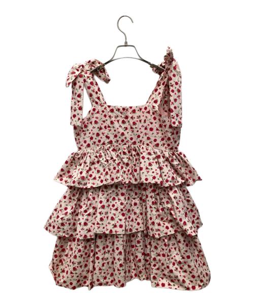little sunny bite（リトルサニーバイト）little sunny bite (リトルサニーバイト) rose tiered dress/ローズ ティアード ドレス ピンク サイズ:Sの古着・服飾アイテム
