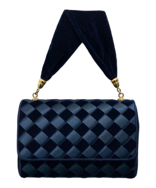 BOTTEGA VENETA（ボッテガベネタ）BOTTEGA VENETA (ボッテガベネタ) イントレチャートベルベットミニバッグ ネイビーの古着・服飾アイテム
