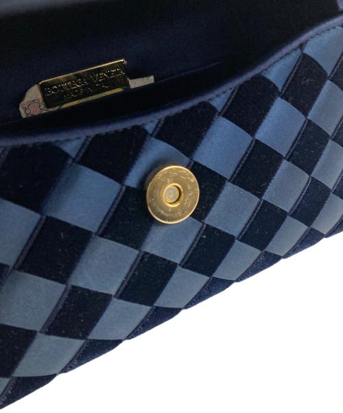 BOTTEGA VENETA（ボッテガベネタ）BOTTEGA VENETA (ボッテガベネタ) イントレチャートベルベットミニバッグ ネイビーの古着・服飾アイテム