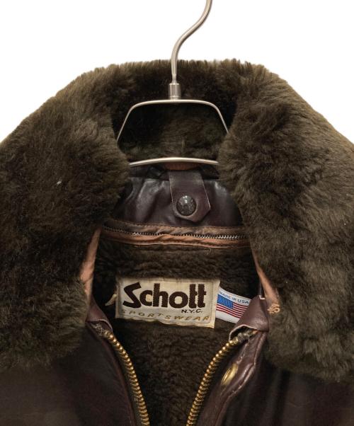 Schott（ショット）Schott (ショット) ライナー付レザージャケット ブラウン サイズ:38の古着・服飾アイテム