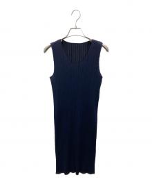 PLEATS PLEASE（プリーツプリーズ）の古着「プリーツワンピース」｜ネイビー