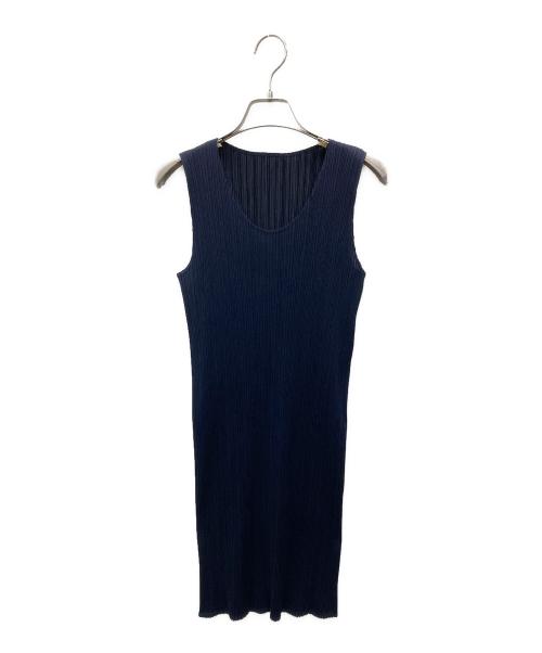 PLEATS PLEASE（プリーツプリーズ）PLEATS PLEASE (プリーツプリーズ) プリーツワンピース ネイビー サイズ:3の古着・服飾アイテム
