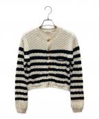 MACPHEEマカフィー）の古着「ハイブリットコットンケーブル ショートカーディガン」｜ホワイト×ブラック