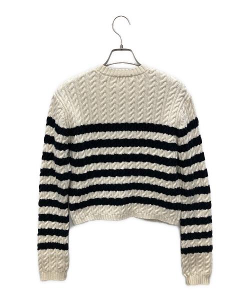 MACPHEE（マカフィー）MACPHEE (マカフィー) ハイブリットコットンケーブル ショートカーディガン ホワイト×ブラック サイズ:Sの古着・服飾アイテム