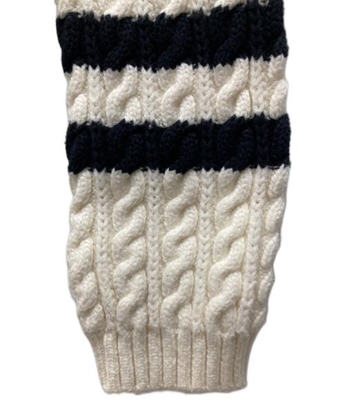 MACPHEE（マカフィー）MACPHEE (マカフィー) ハイブリットコットンケーブル ショートカーディガン ホワイト×ブラック サイズ:Sの古着・服飾アイテム