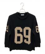 WOKE EDGEウォーク エッジ）の古着「Football Jersey Knit/フットボール ジャージー ニット」｜ブラック