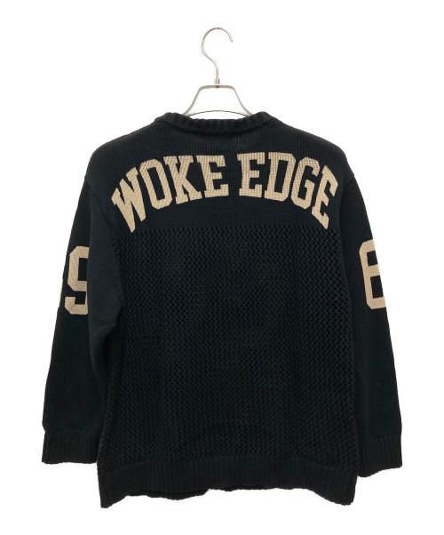 WOKE EDGE（ウォーク エッジ）WOKE EDGE (ウォーク エッジ) Football Jersey Knit/フットボール ジャージー ニット ブラック サイズ:Sの古着・服飾アイテム