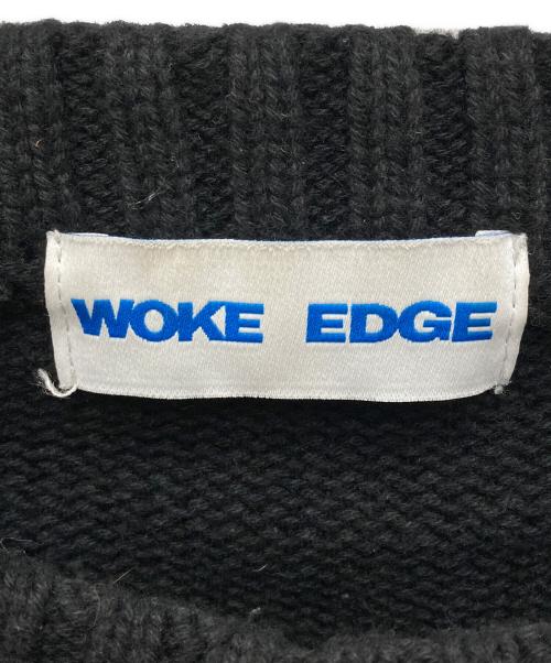 WOKE EDGE（ウォーク エッジ）WOKE EDGE (ウォーク エッジ) Football Jersey Knit/フットボール ジャージー ニット ブラック サイズ:Sの古着・服飾アイテム